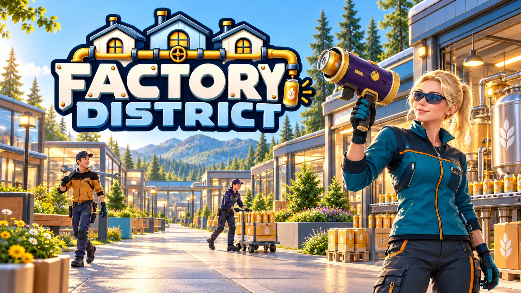Factory District cover artwork: friends in a factory district