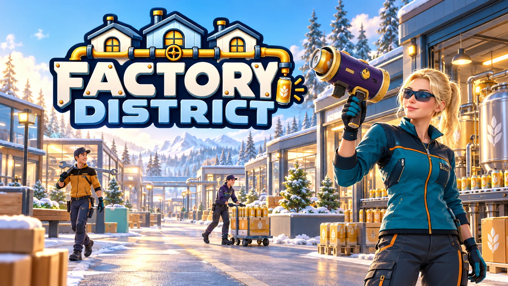 Factory District cover artwork: friends in a factory district